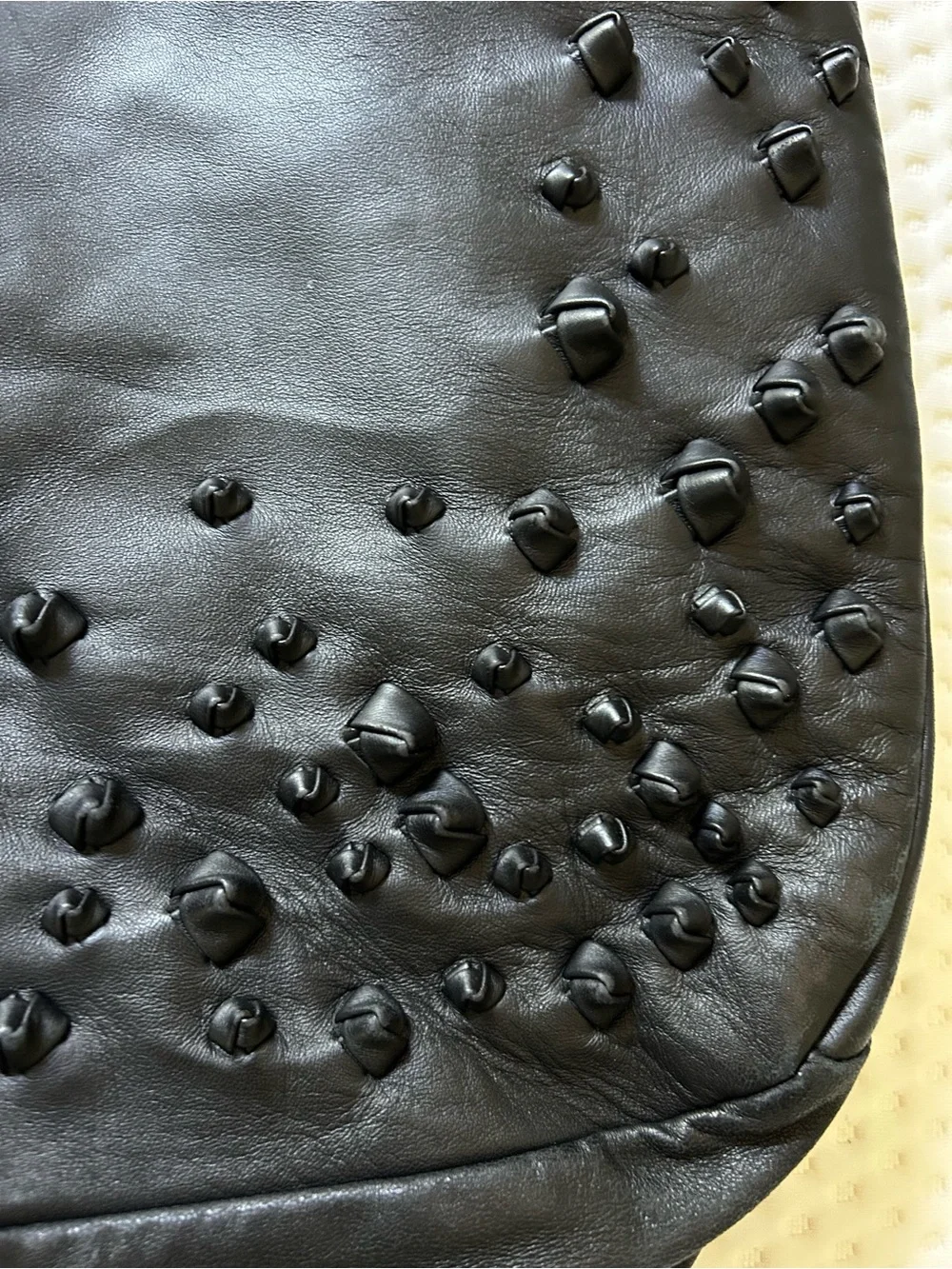 Bottega Veneta Vintage Campana Black Leather Knot Embellished Hobo Bag